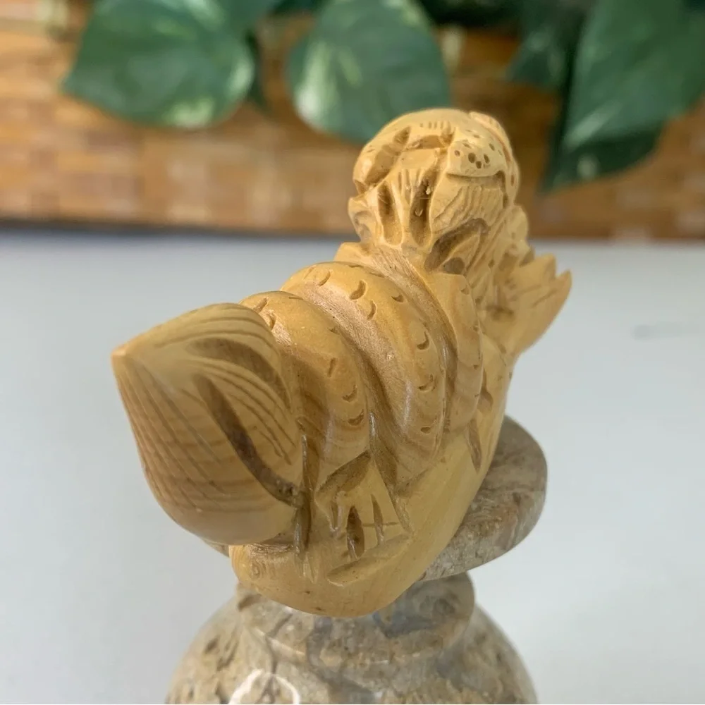 Japanese Netsuke Dragon Snake Beast Boxwood Carving Hand Carved Wood Animal 3.5" - Picture 8 of 16
